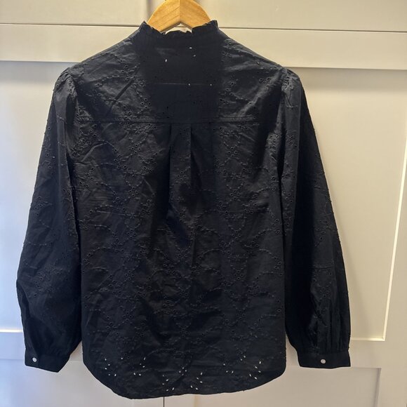 Old Navy Black Eyelet Button-Up Blouse Size Small Cotton - Picture 11 of 15